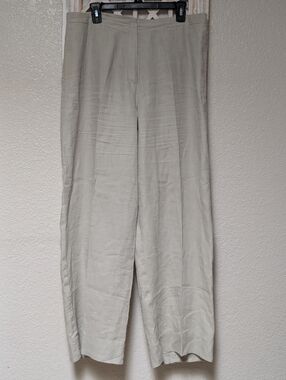 J Jill 100% linen pants size 16 grey/ neutral wide leg laggen flowy summer
